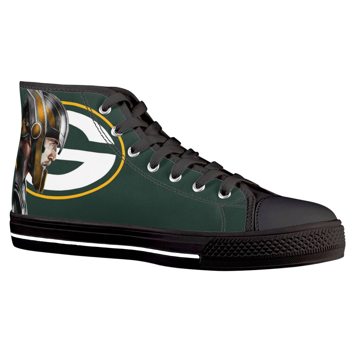 Women's Green Bay Packers High Top Canvas Sneakers 003